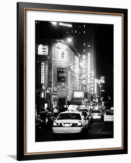 Urban Scene with Yellow Cab by Night at Times Square, Manhattan, NYC, Classic Old-Philippe Hugonnard-Framed Photographic Print