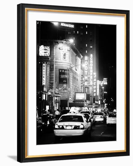 Urban Scene with Yellow Cab by Night at Times Square, Manhattan, NYC, Classic Old-Philippe Hugonnard-Framed Photographic Print