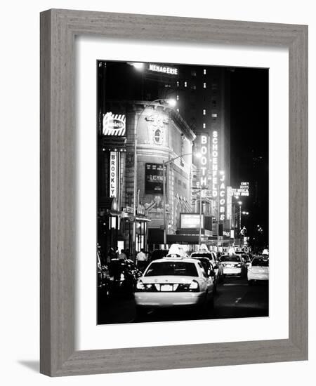 Urban Scene with Yellow Cab by Night at Times Square, Manhattan, NYC, Classic Old-Philippe Hugonnard-Framed Photographic Print