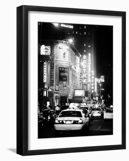 Urban Scene with Yellow Cab by Night at Times Square, Manhattan, NYC, Classic Old-Philippe Hugonnard-Framed Photographic Print