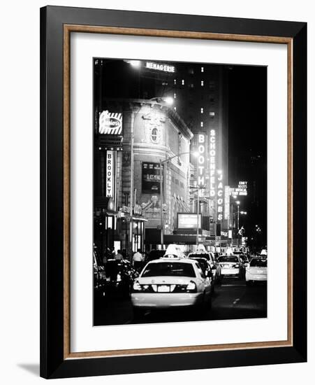 Urban Scene with Yellow Cab by Night at Times Square, Manhattan, NYC, Classic Old-Philippe Hugonnard-Framed Photographic Print