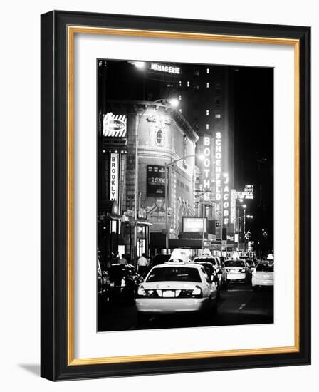 Urban Scene with Yellow Cab by Night at Times Square, Manhattan, NYC, Classic Old-Philippe Hugonnard-Framed Photographic Print