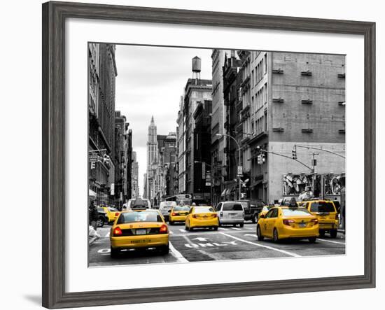 Urban Scene with Yellow Cab in Broadway-Philippe Hugonnard-Framed Photographic Print