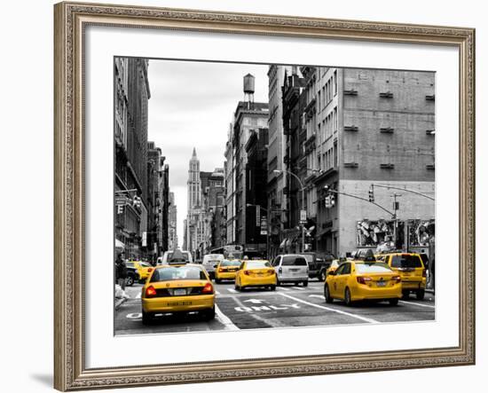 Urban Scene with Yellow Cab in Broadway-Philippe Hugonnard-Framed Photographic Print