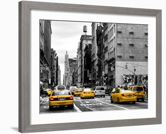 Urban Scene with Yellow Cab in Broadway-Philippe Hugonnard-Framed Photographic Print