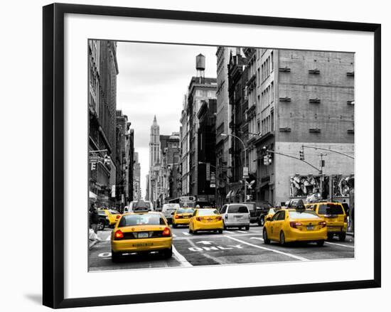 Urban Scene with Yellow Cab in Broadway-Philippe Hugonnard-Framed Photographic Print