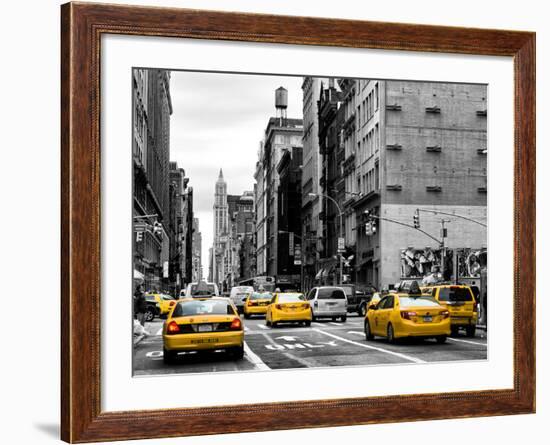 Urban Scene with Yellow Cab in Broadway-Philippe Hugonnard-Framed Photographic Print