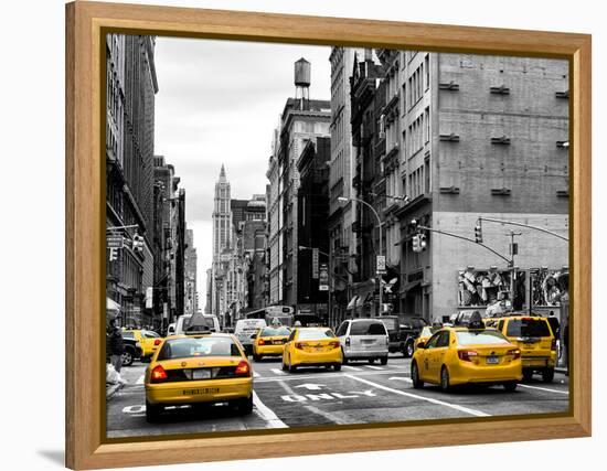 Urban Scene with Yellow Cab in Broadway-Philippe Hugonnard-Framed Premier Image Canvas