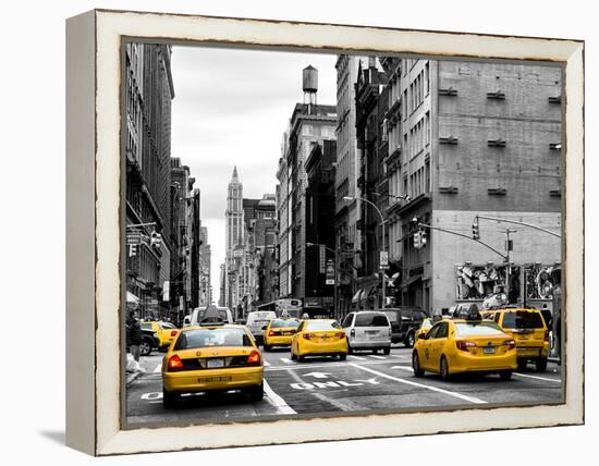 Urban Scene with Yellow Cab in Broadway-Philippe Hugonnard-Framed Premier Image Canvas