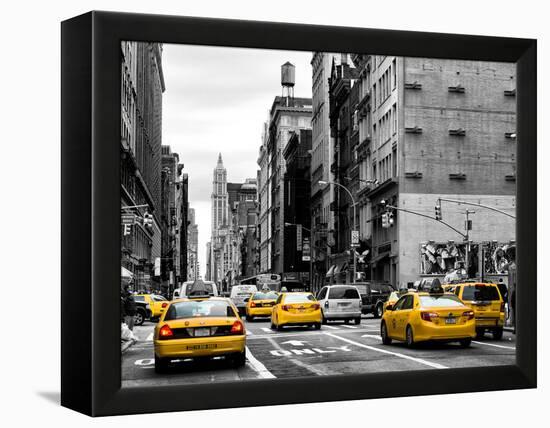 Urban Scene with Yellow Cab in Broadway-Philippe Hugonnard-Framed Premier Image Canvas