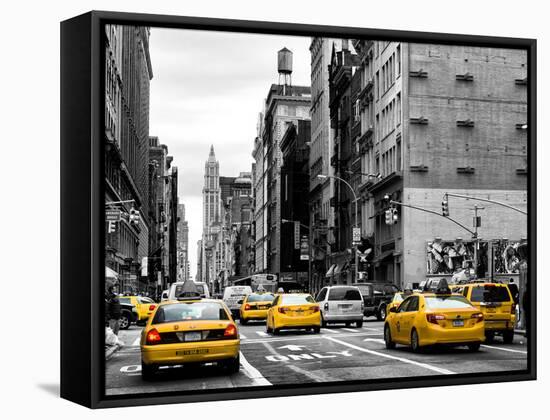 Urban Scene with Yellow Cab in Broadway-Philippe Hugonnard-Framed Premier Image Canvas