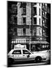 Urban Scene with Yellow Cab on the Upper West Side of Manhattan, NYC, Black and White Photography-Philippe Hugonnard-Mounted Photographic Print