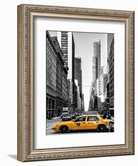 Urban Scene with Yellow Taxis-Philippe Hugonnard-Framed Art Print