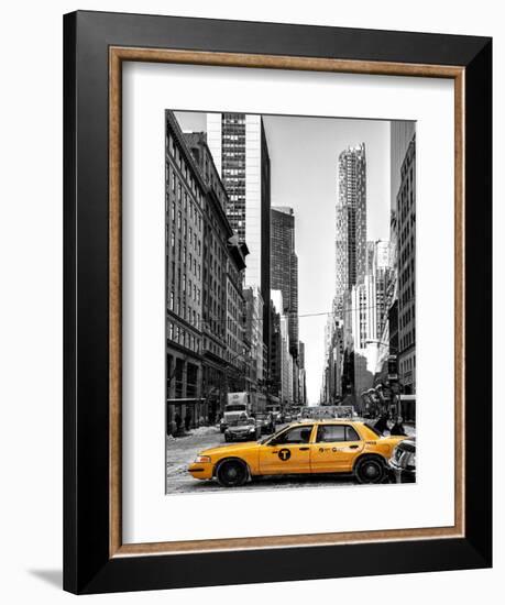 Urban Scene with Yellow Taxis-Philippe Hugonnard-Framed Art Print