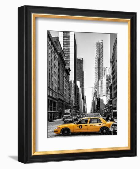 Urban Scene with Yellow Taxis-Philippe Hugonnard-Framed Art Print