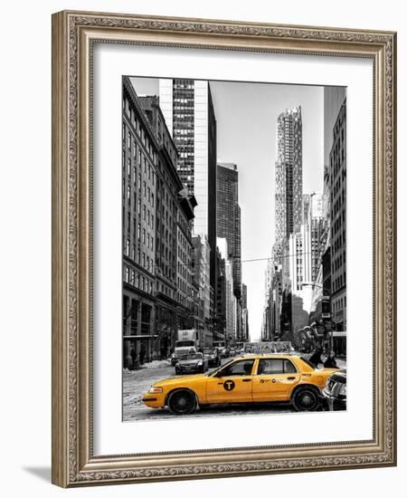 Urban Scene with Yellow Taxis-Philippe Hugonnard-Framed Art Print