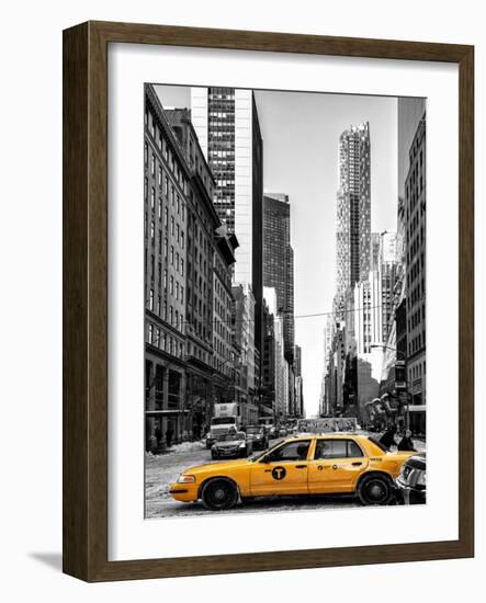 Urban Scene with Yellow Taxis-Philippe Hugonnard-Framed Art Print