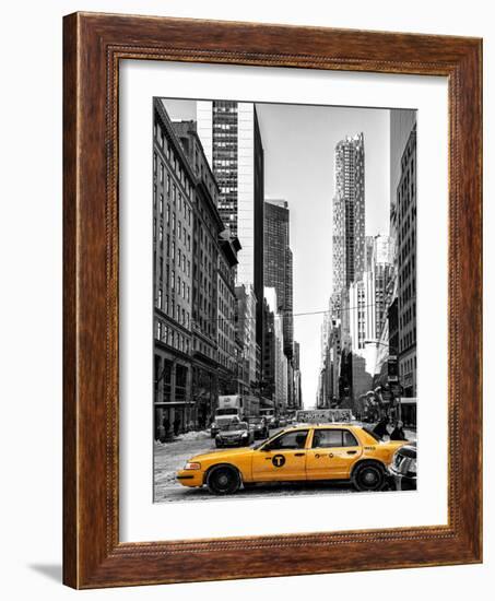 Urban Scene with Yellow Taxis-Philippe Hugonnard-Framed Art Print