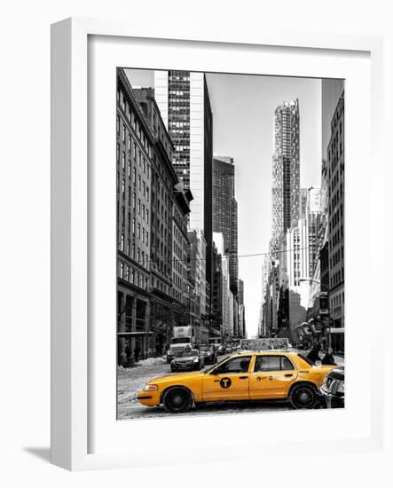 Urban Scene with Yellow Taxis-Philippe Hugonnard-Framed Art Print