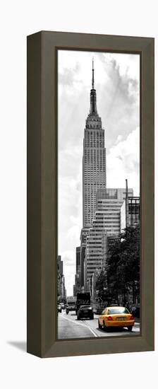 Urban Scene, Yellow Cab and Empire State Buildings View, Midtown Manhattan, NYC-Philippe Hugonnard-Framed Premier Image Canvas