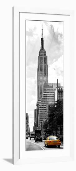 Urban Scene, Yellow Cab and Empire State Buildings View, Midtown Manhattan, NYC-Philippe Hugonnard-Framed Photographic Print