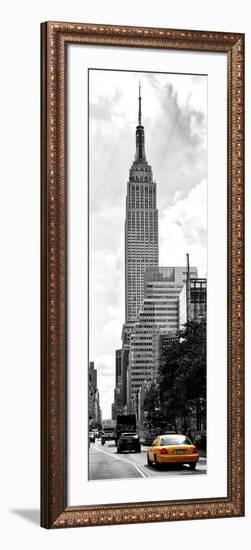 Urban Scene, Yellow Cab and Empire State Buildings View, Midtown Manhattan, NYC-Philippe Hugonnard-Framed Photographic Print