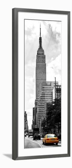 Urban Scene, Yellow Cab and Empire State Buildings View, Midtown Manhattan, NYC-Philippe Hugonnard-Framed Photographic Print