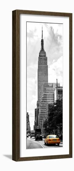Urban Scene, Yellow Cab and Empire State Buildings View, Midtown Manhattan, NYC-Philippe Hugonnard-Framed Photographic Print
