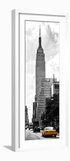 Urban Scene, Yellow Cab and Empire State Buildings View, Midtown Manhattan, NYC-Philippe Hugonnard-Framed Photographic Print