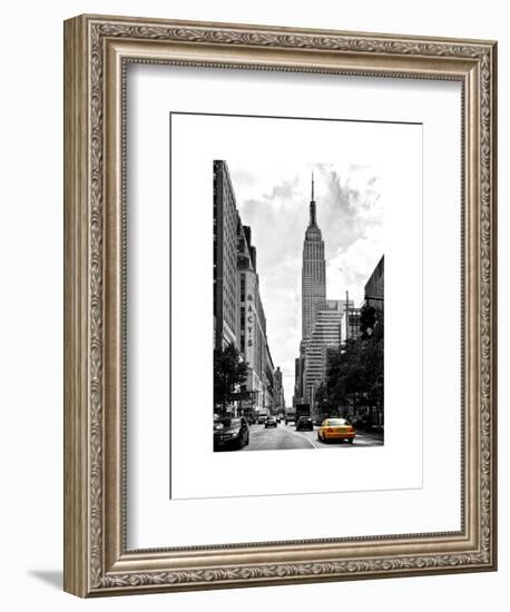 Urban Scene, Yellow Cab, Empire State Buildings and Macy's Views, Midtown Manhattan, NYC-Philippe Hugonnard-Framed Art Print