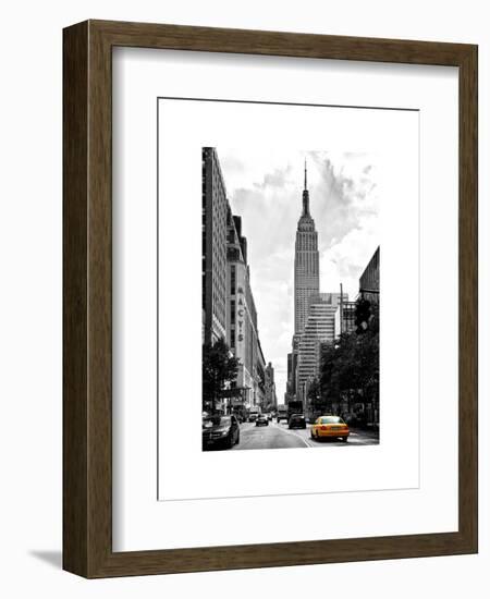 Urban Scene, Yellow Cab, Empire State Buildings and Macy's Views, Midtown Manhattan, NYC-Philippe Hugonnard-Framed Art Print