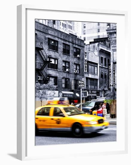 Urban Scene, Yellow Taxi, 34th St, Downtown Manhattan, New York, United States, Art Colors-Philippe Hugonnard-Framed Photographic Print