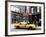 Urban Scene, Yellow Taxi, Prince Street, Lower Manhattan, NYC, Black and White Photography Colors-Philippe Hugonnard-Framed Photographic Print