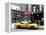 Urban Scene, Yellow Taxi, Prince Street, Lower Manhattan, NYC, Black and White Photography Colors-Philippe Hugonnard-Framed Premier Image Canvas