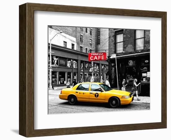 Urban Scene, Yellow Taxi, Prince Street, Lower Manhattan, NYC, Black and White Photography Colors-Philippe Hugonnard-Framed Photographic Print