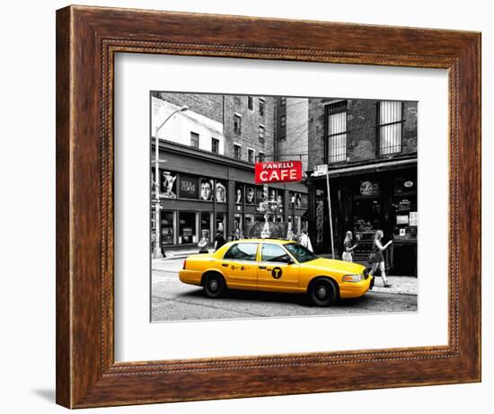 Urban Scene, Yellow Taxi, Prince Street, Lower Manhattan, NYC, Black and White Photography Colors-Philippe Hugonnard-Framed Photographic Print