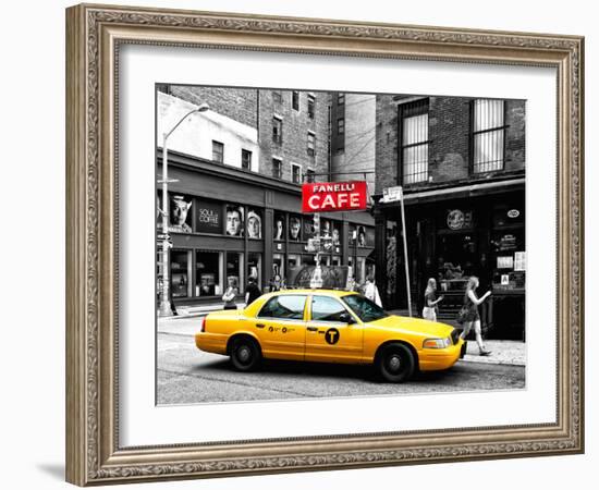 Urban Scene, Yellow Taxi, Prince Street, Lower Manhattan, NYC, Black and White Photography Colors-Philippe Hugonnard-Framed Photographic Print