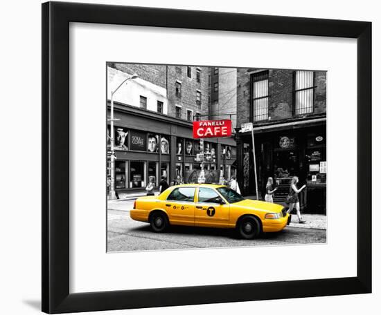 Urban Scene, Yellow Taxi, Prince Street, Lower Manhattan, NYC, Black and White Photography Colors-Philippe Hugonnard-Framed Photographic Print