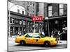 Urban Scene, Yellow Taxi, Prince Street, Lower Manhattan, NYC, Black and White Photography Colors-Philippe Hugonnard-Mounted Photographic Print