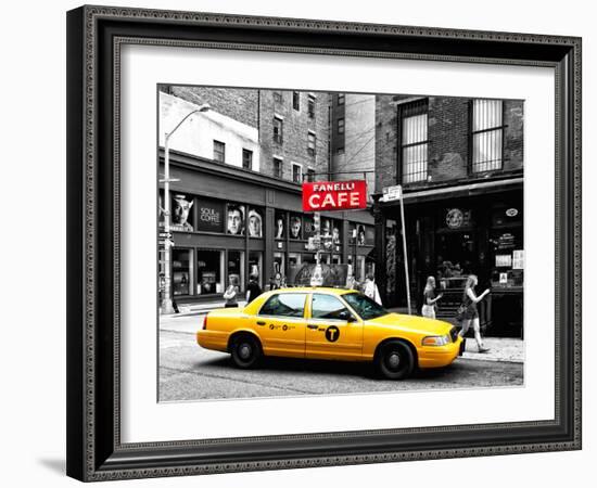 Urban Scene, Yellow Taxi, Prince Street, Lower Manhattan, NYC, Black and White Photography Colors-Philippe Hugonnard-Framed Photographic Print