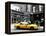 Urban Scene, Yellow Taxi, Prince Street, Lower Manhattan, NYC, Black and White Photography Colors-Philippe Hugonnard-Framed Premier Image Canvas