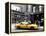 Urban Scene, Yellow Taxi, Prince Street, Lower Manhattan, NYC, Black and White Photography Colors-Philippe Hugonnard-Framed Premier Image Canvas