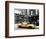 Urban Scene, Yellow Taxi, Prince Street, Lower Manhattan, NYC, Black and White Photography Colors-Philippe Hugonnard-Framed Premium Photographic Print