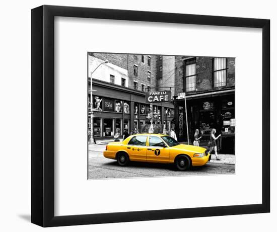 Urban Scene, Yellow Taxi, Prince Street, Lower Manhattan, NYC, Black and White Photography Colors-Philippe Hugonnard-Framed Premium Photographic Print