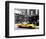 Urban Scene, Yellow Taxi, Prince Street, Lower Manhattan, NYC, Black and White Photography Colors-Philippe Hugonnard-Framed Premium Photographic Print