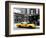 Urban Scene, Yellow Taxi, Prince Street, Lower Manhattan, NYC, Black and White Photography Colors-Philippe Hugonnard-Framed Premium Photographic Print