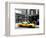 Urban Scene, Yellow Taxi, Prince Street, Lower Manhattan, NYC, Black and White Photography Colors-Philippe Hugonnard-Framed Premium Photographic Print