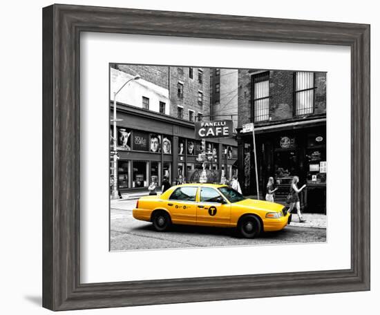 Urban Scene, Yellow Taxi, Prince Street, Lower Manhattan, NYC, Black and White Photography Colors-Philippe Hugonnard-Framed Photographic Print