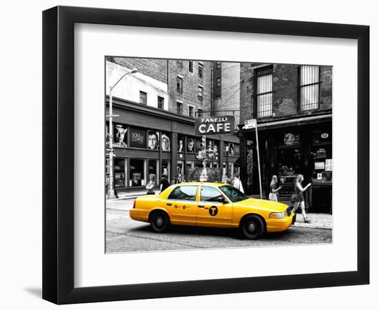 Urban Scene, Yellow Taxi, Prince Street, Lower Manhattan, NYC, Black and White Photography Colors-Philippe Hugonnard-Framed Photographic Print