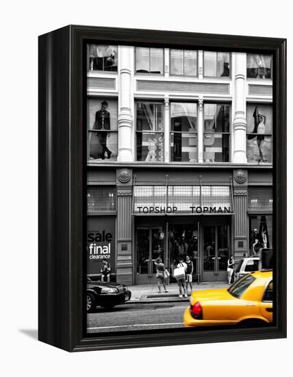 Urban Scene, Yellow Taxi, Topshop Store Front, Broadway, Soho, Manhattan, New York Colors-Philippe Hugonnard-Framed Premier Image Canvas